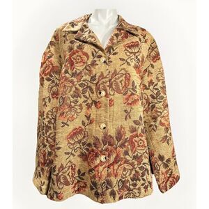 Sag Harbor Woman 20W Neutral Needle Point 4‎ Button Floral Jacket